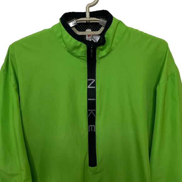 Vintage Y2K Nike Neon Green 1/2 Zip Windbreaker Jacket Running Mens Size Small - Picture 3 of 12